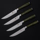 4 pc Japanese Damascus Steel Steak Knife Set, Green