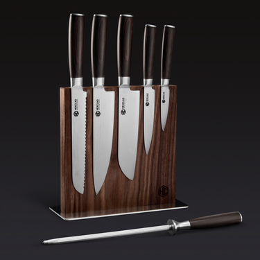 6 pc Japanese Damascus Steel Knife Set w/ Magnetic Knife Block