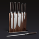6 pc Japanese Damascus Steel Espresso Knife Set w/ Magnetic Knife Block