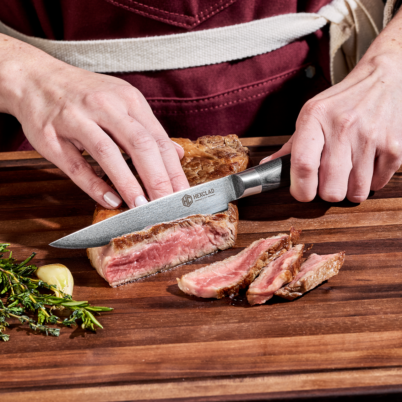 4pc Damascus Steel Steak Knife Set, Espresso
