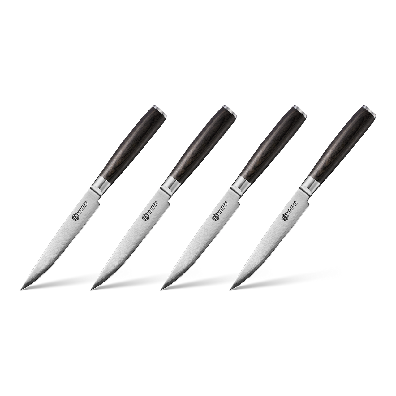 4pc Damascus Steel Steak Knife Set, Espresso